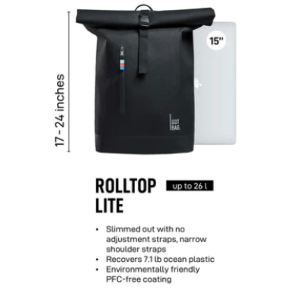 GOT BAG Rolltop‎ Lite Backpack Driftwood Tan Eco Friendly Laptop Sleeve NWT Hike - Picture 5 of 16